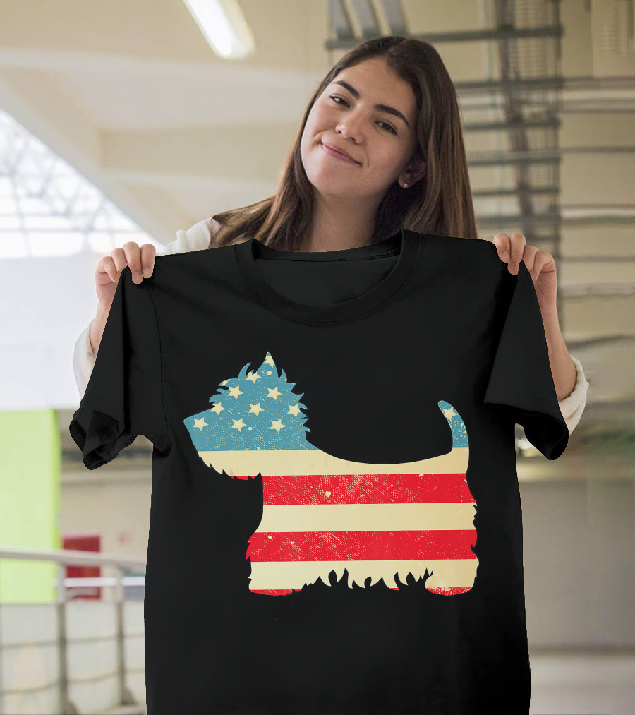 American Flag Vintage Westie T-Shirt