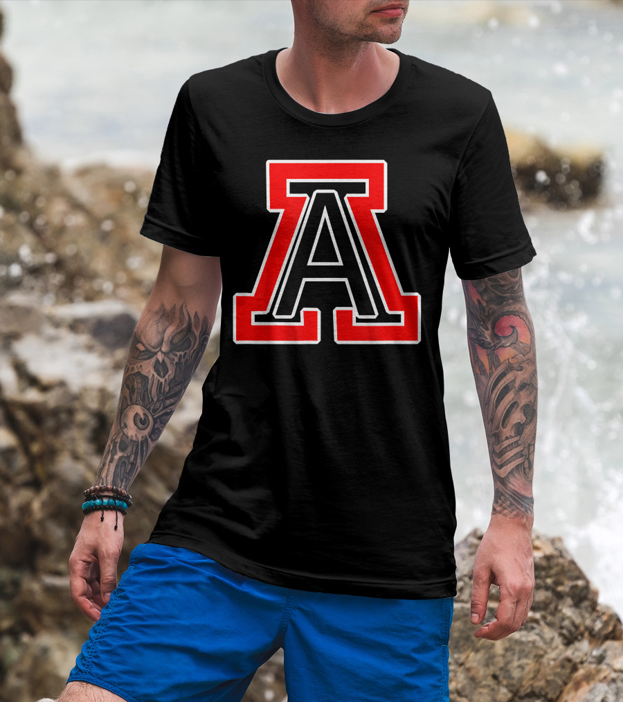 American Fork High School Bold Red And Black Letter A T-Shirt