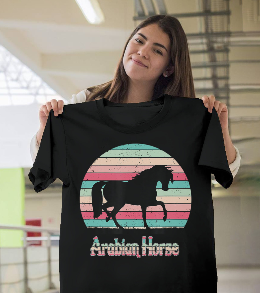 Arabian Horse Vintage Silhouette Sunset Stripes T-Shirt