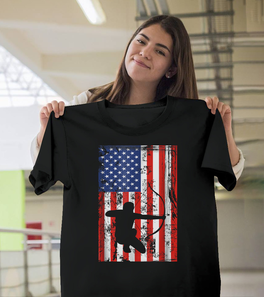American Flag Archery Bow Archer T-Shirt