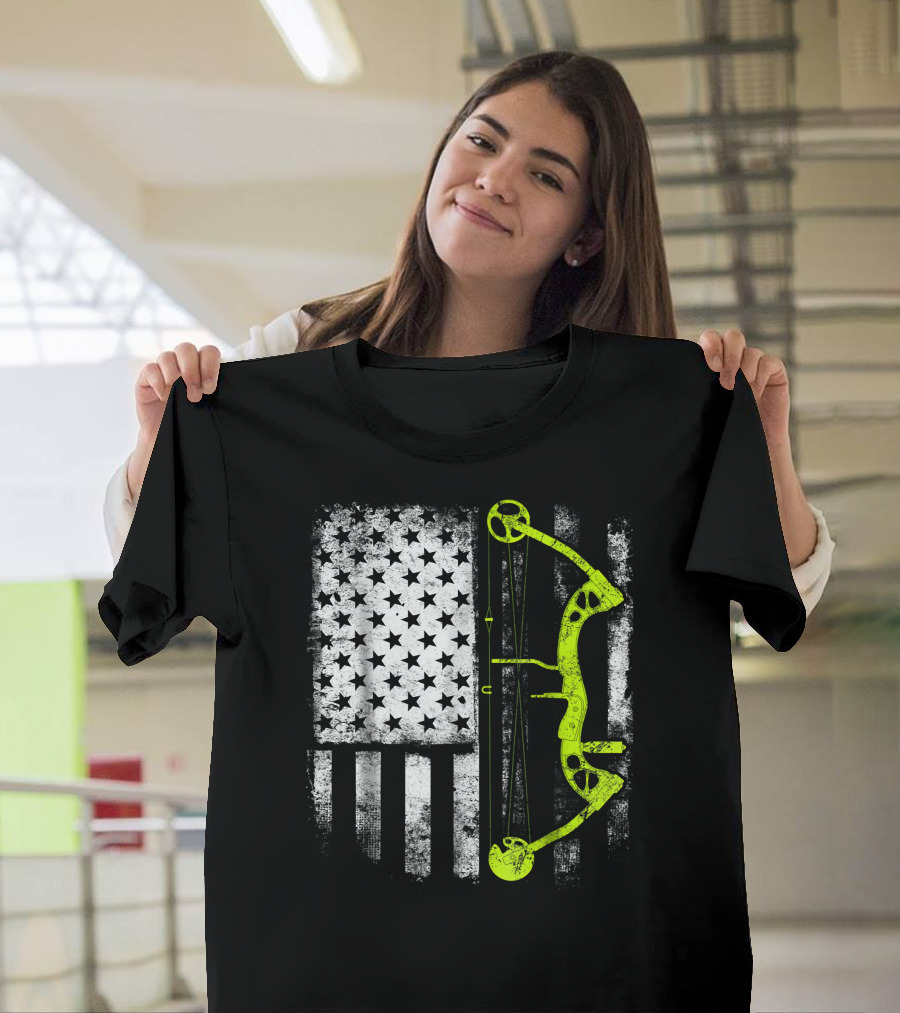 USA Flag Archery Compound Bow T-Shirt
