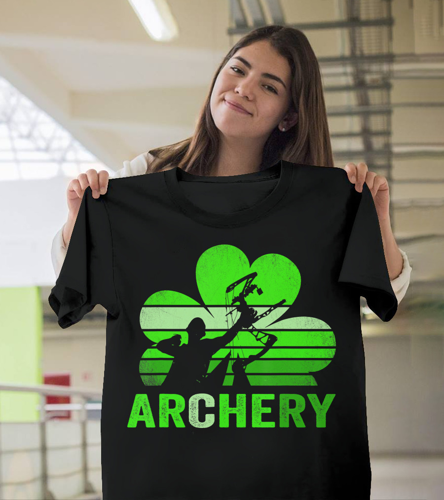 Archery Shamrock St Patrick's Day Bow And Arrow T-Shirt