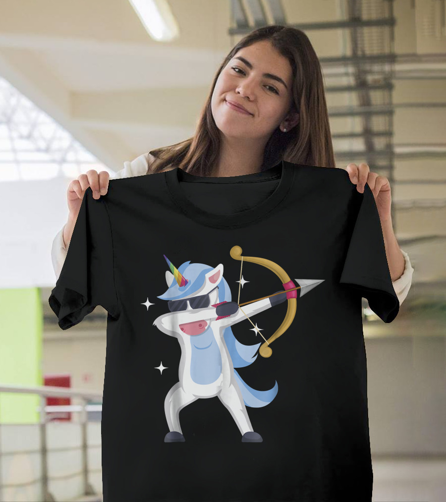 Unicorn Dabbing Archery Magic Arrow Bow T-Shirt