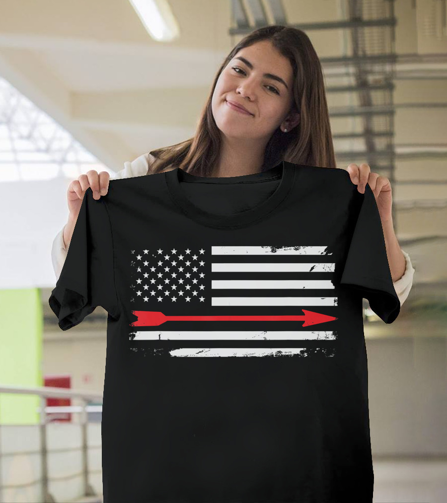 Vintage American Flag With Red Arrow Archery T-Shirt
