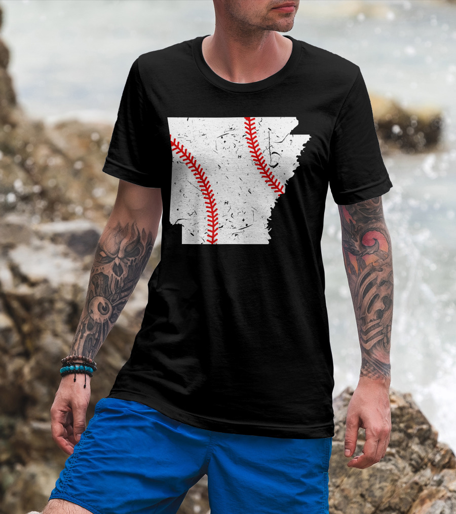 Awesome Arkansas Baseball Map T-Shirt
