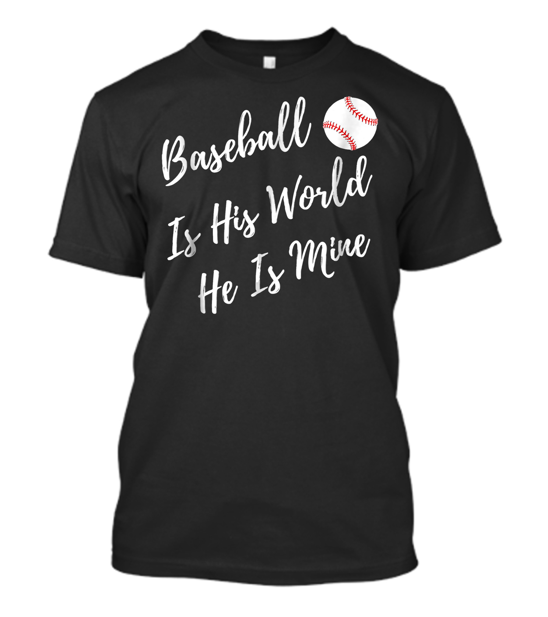 Baseball Is His World He Is Mine Baseball Mom T-Shirt