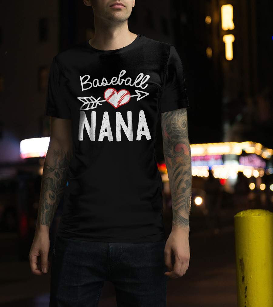 Baseball Nana Heart And Arrow Stitch T-Shirt