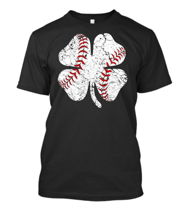 Baseball St Patricks Day Clover Stitching T-Shirt
