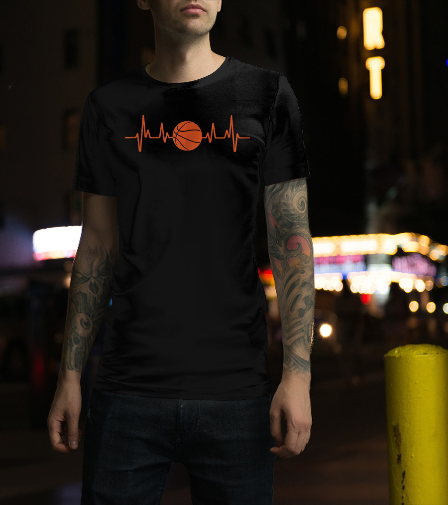 Basketball Heartbeat Pulse Line Sport T-Shirt