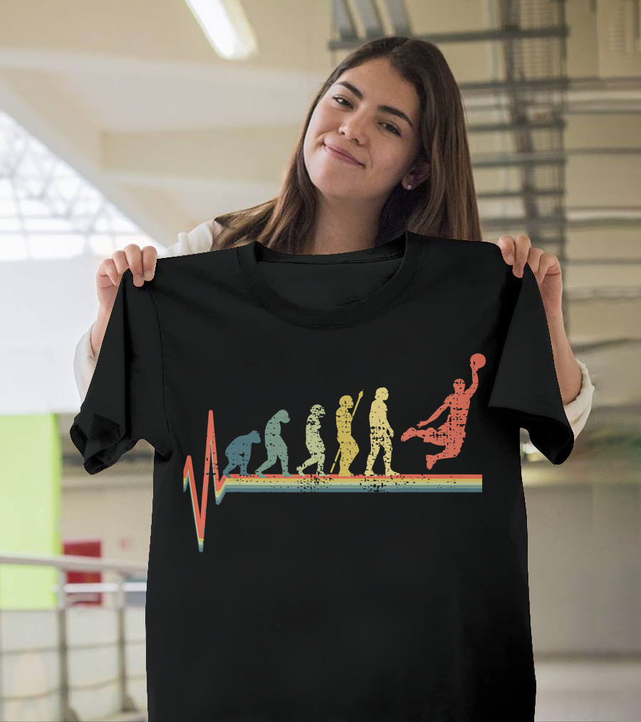 Basketball Heartbeat Dunkin Evolution Stages T-Shirt