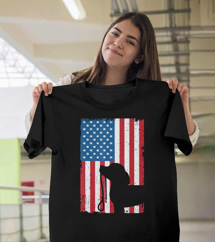 Beagle Silhouette American Flag Patriotic T-Shirt