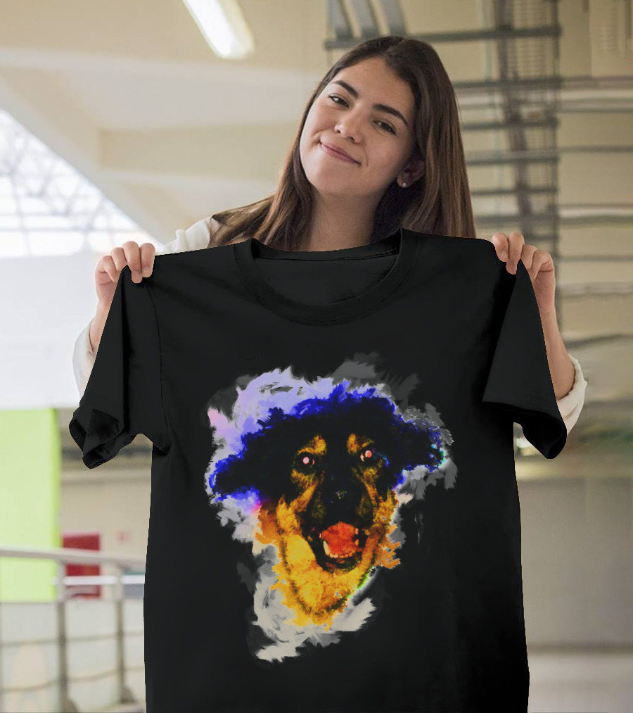 Colorful Dog Happy Sketch Portrait Vibrant Expression T-Shirt
