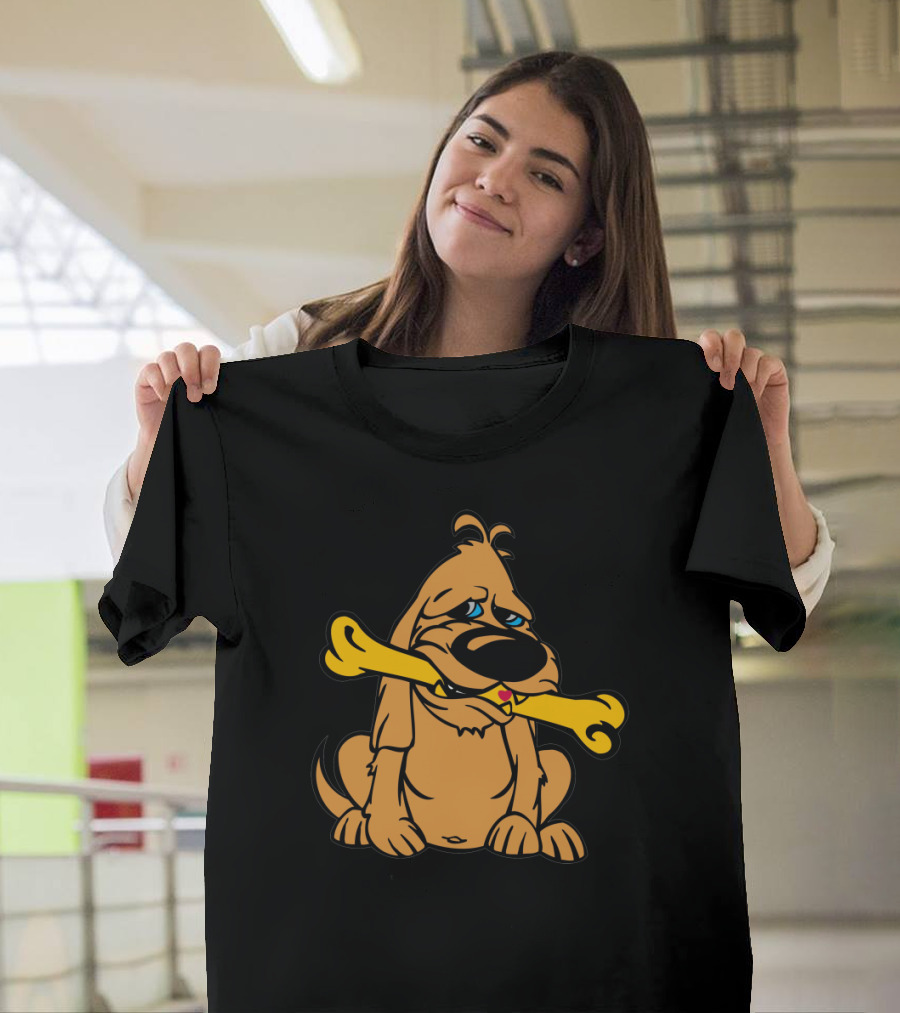 Vintage Cartoon Dog with Oversized Bone in Mouth T-Shirt
