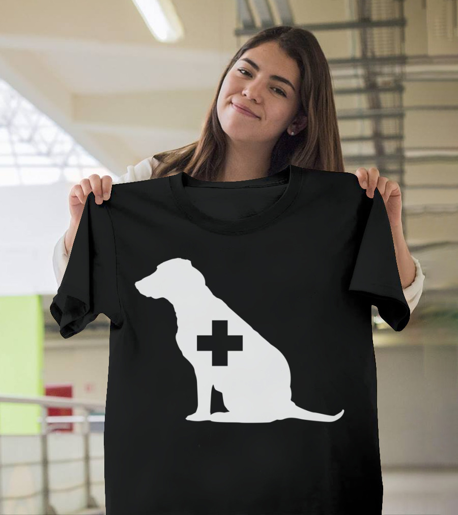 Support Dog Silhouette with Medical Cross T-Shirt