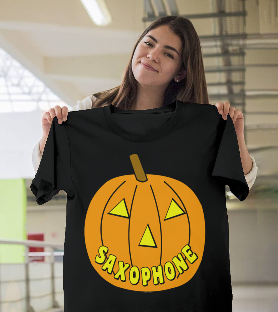 Halloween Saxophone Pumpkin Jack-O'-Lantern T-Shirt