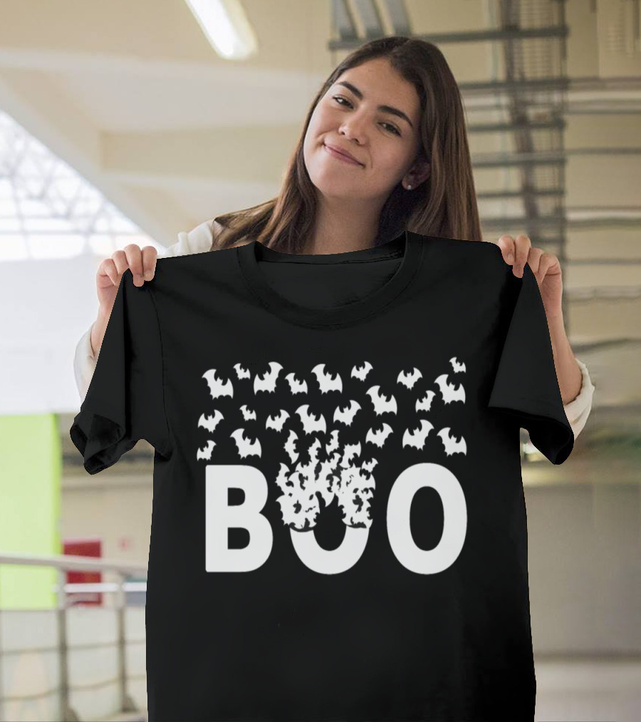 Boo Bats Halloween Witches Pumpkin Bat T-Shirt