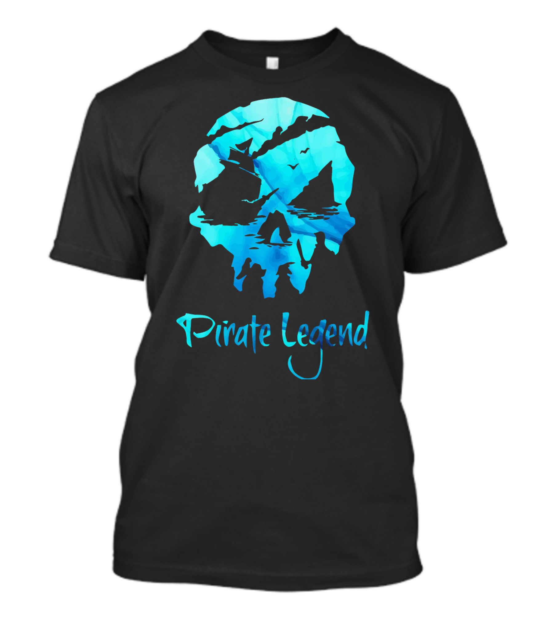 Pirate Legend Skull With Blue Ocean T-Shirt