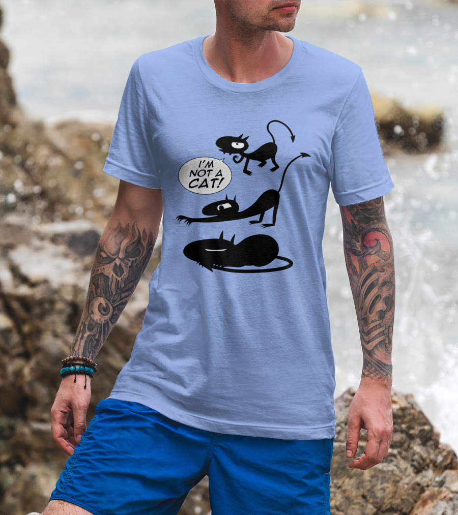 I'm Not A Cat Black Cartoon Creatures With Tails And Horns T-Shirt