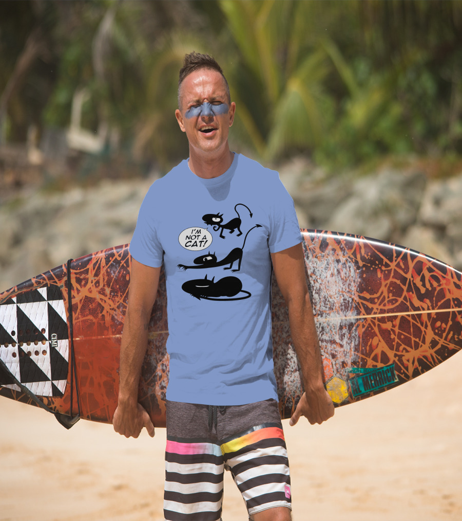 I'm Not A Cat Black Cartoon Creatures With Tails And Horns T-Shirt