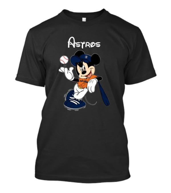 Mickey Astros Baseball Player In Orange And Blue T-Shirt