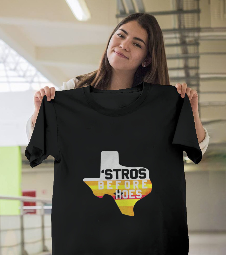 'Stros Before Hoes Texas Shape Retro Houston T-Shirt