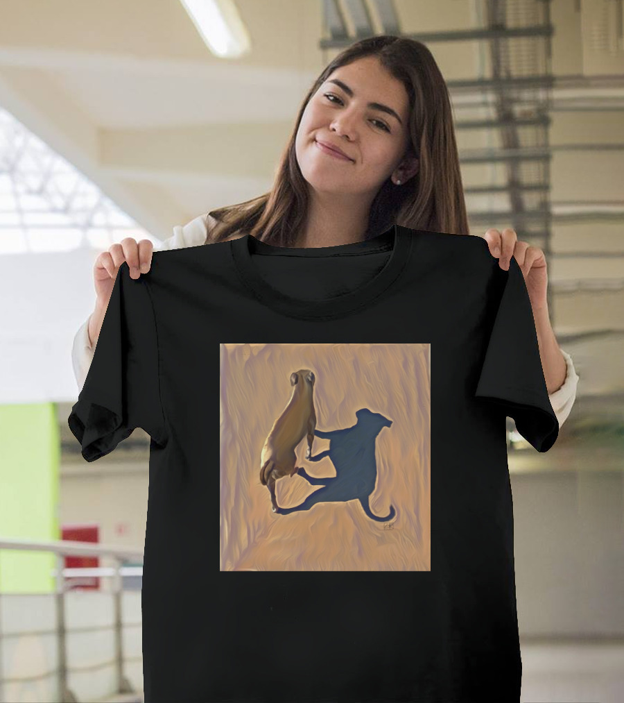 Playful Dog and Shadow Canvas T-Shirt