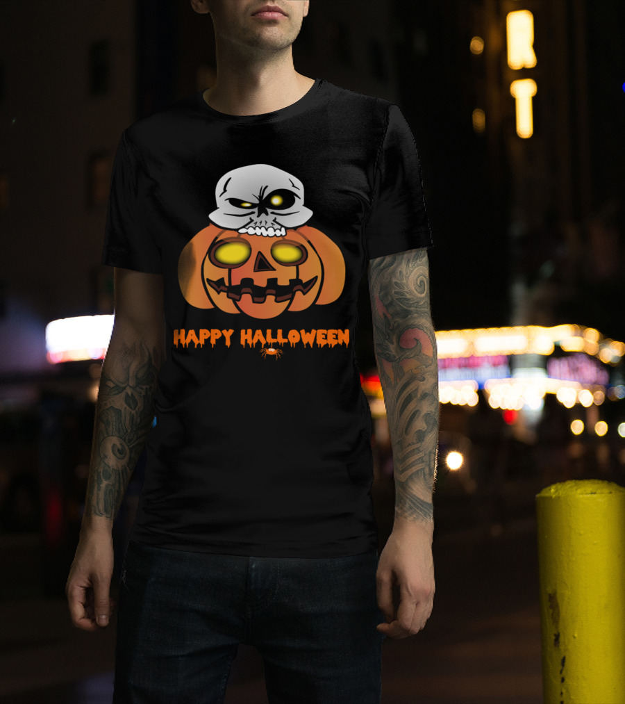 Happy Halloween Skull Pumpkin Monster Zombie Horror T-Shirt