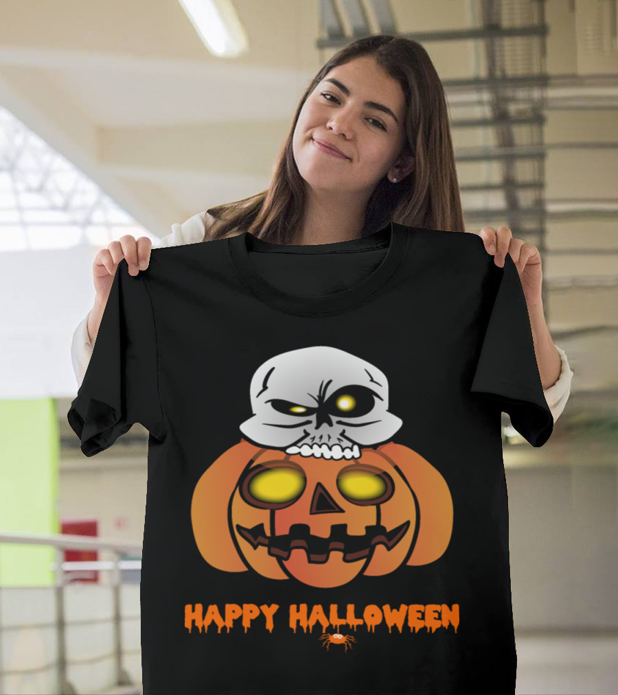 Happy Halloween Skull Pumpkin Monster Zombie Horror T-Shirt