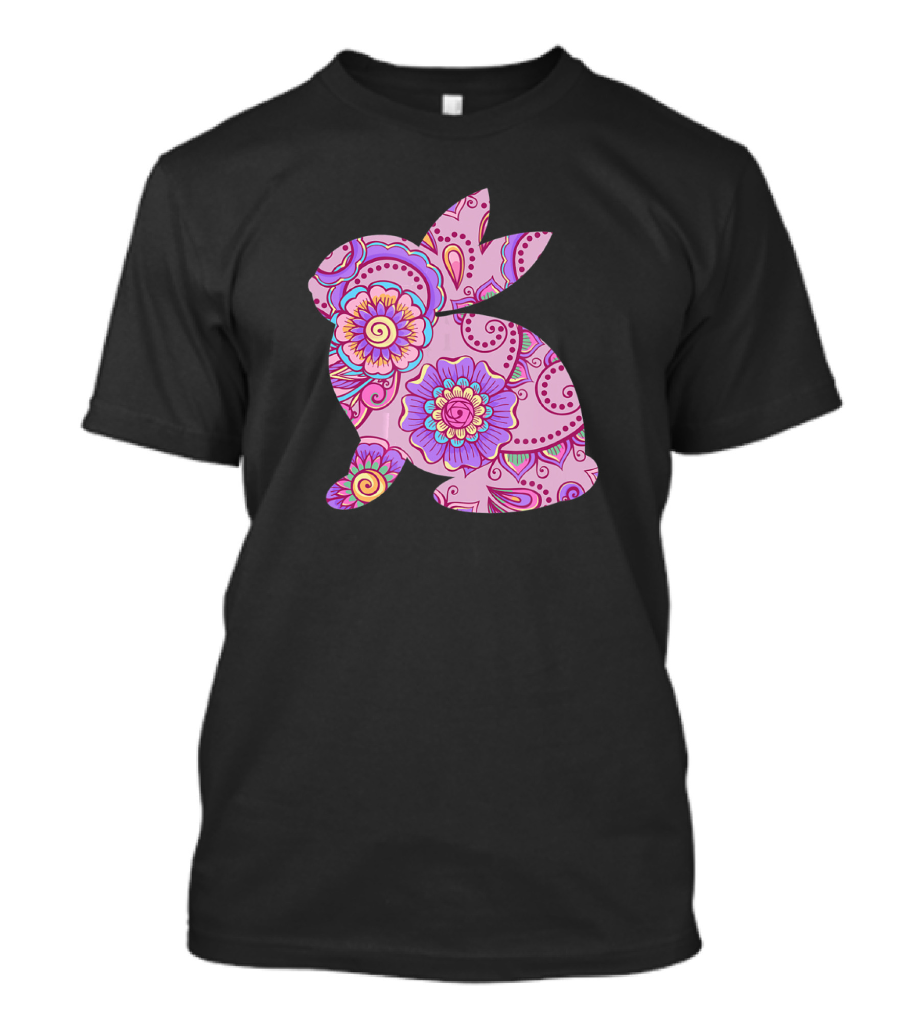 Easter Women Pastel Bunny With Floral T-Shirt