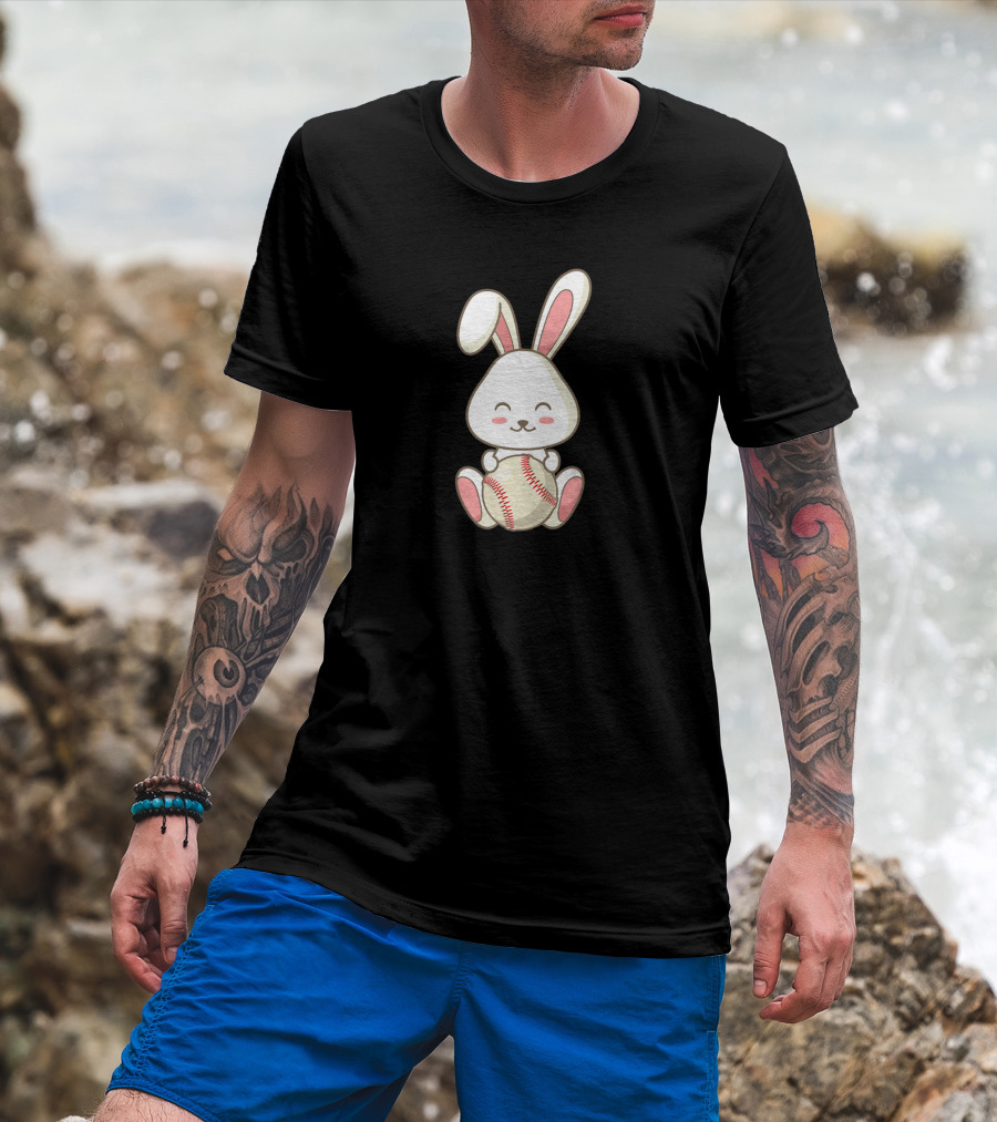 Easter Bunny Baseball Ball Easter Day Cute Rabbit T-Shirt