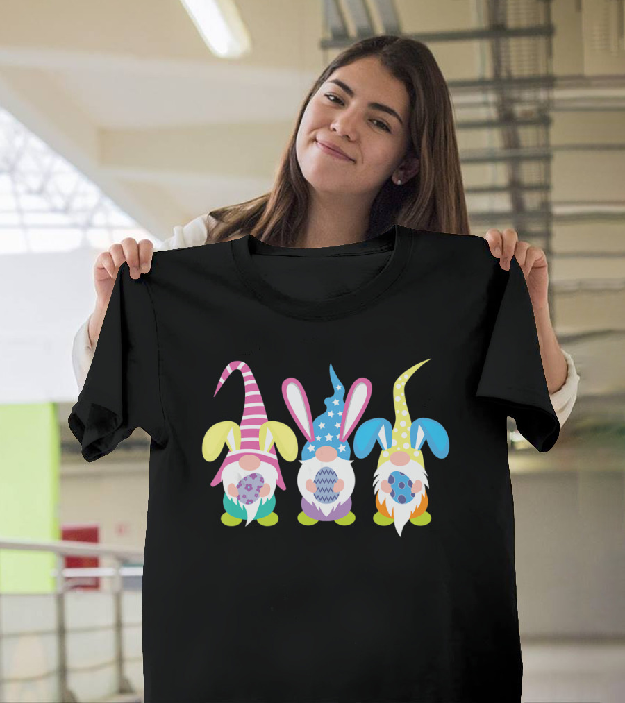 Colorful Easter Gnomes with Bunny Ears and Eggs T-Shirt