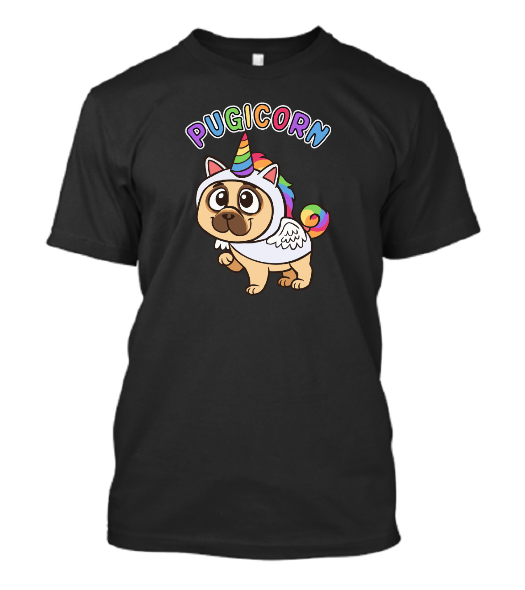 Pugicorn Majestic Unicorn Rainbow Pug Dog T-Shirt