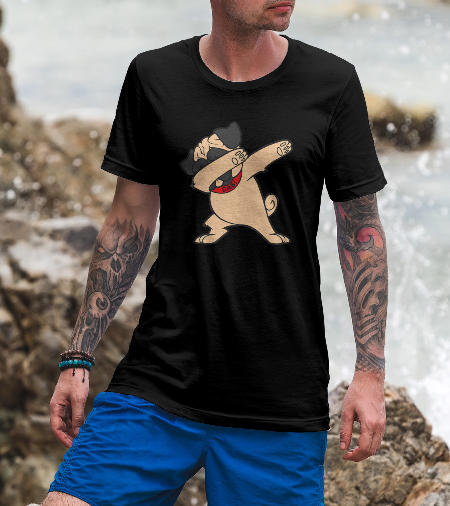 Pug Dabbing Dance Dab Collar Puppy Dog Cool T-Shirt