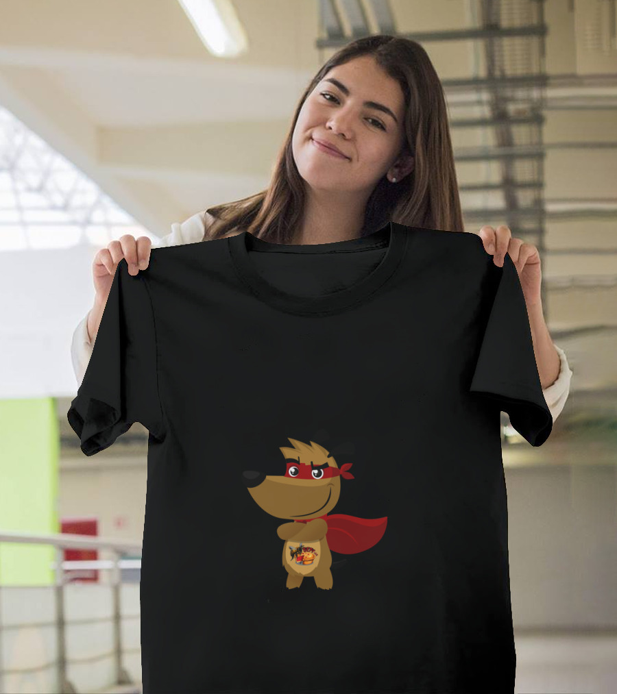 That's My Dog Superhero Cartoon Character with Red Mask and Cape T-Shirt