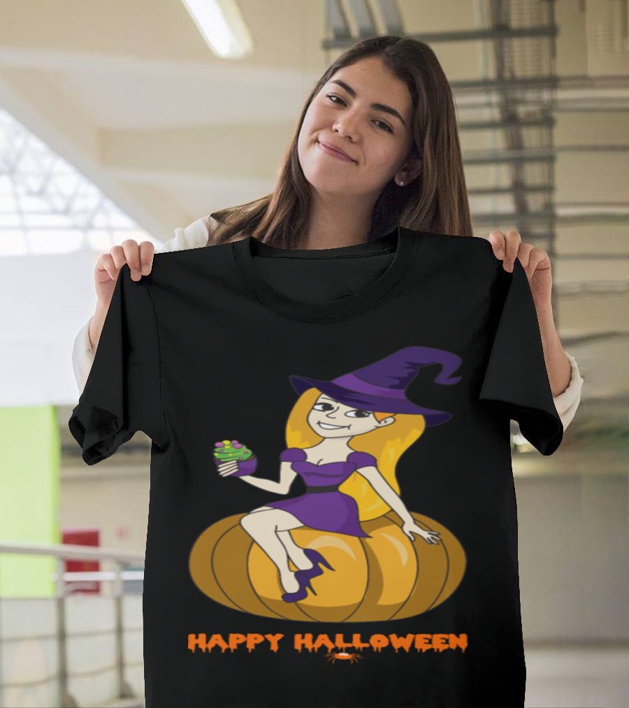 Happy Halloween Witch Pumpkin Cupcake T-Shirt