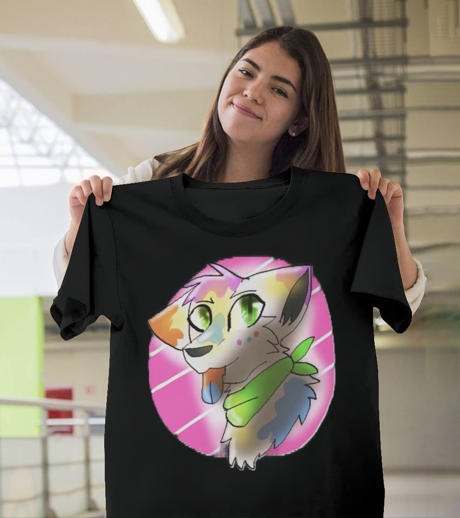 Slushie the Dog Colorful Bandana Illustration with Neon Background T-Shirt