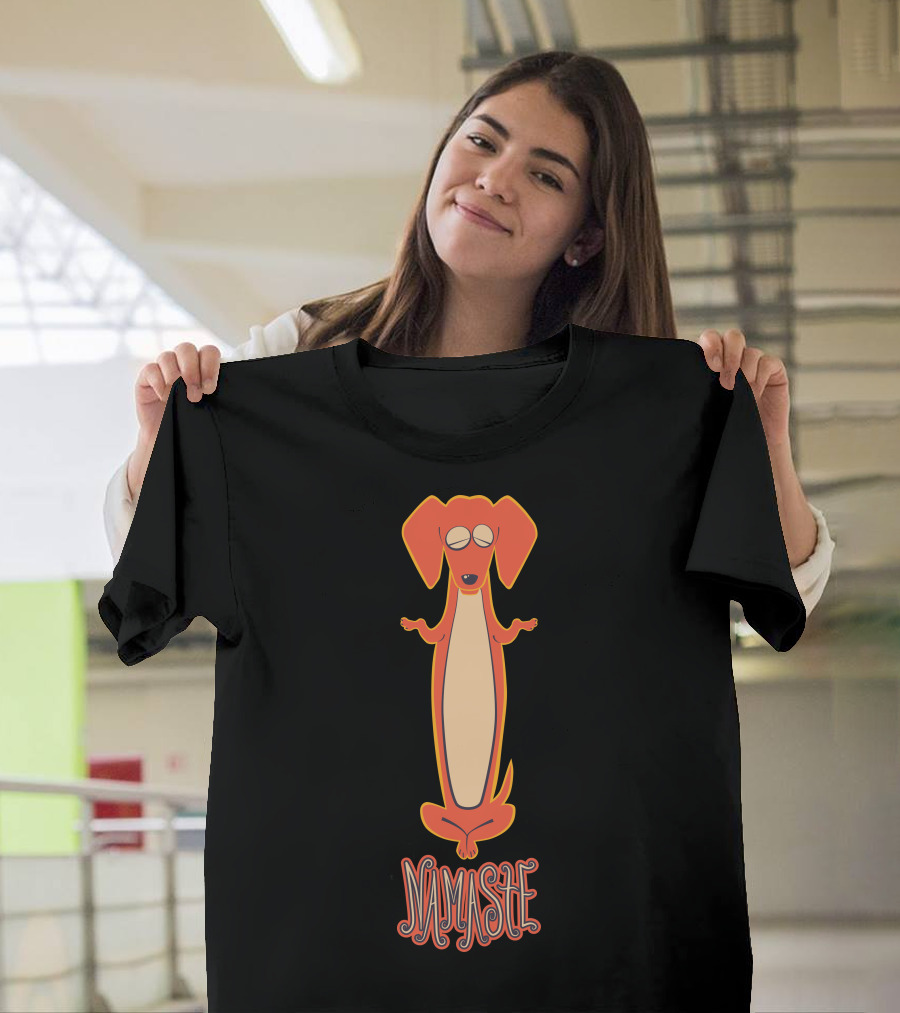 Namaste Weiner Dog Meditation Pose Yoga-Inspired Canine T-Shirt