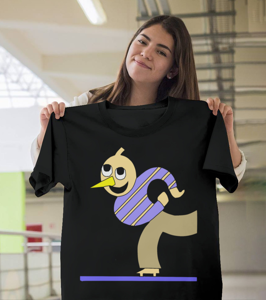 Halloween Pumpkin Skater Character in Striped Shirt Balancing on Skateboard T-Shirt