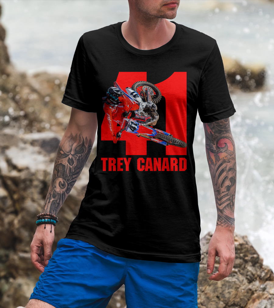 Trey Canard 41 Red Motocross Racer Action T-Shirt
