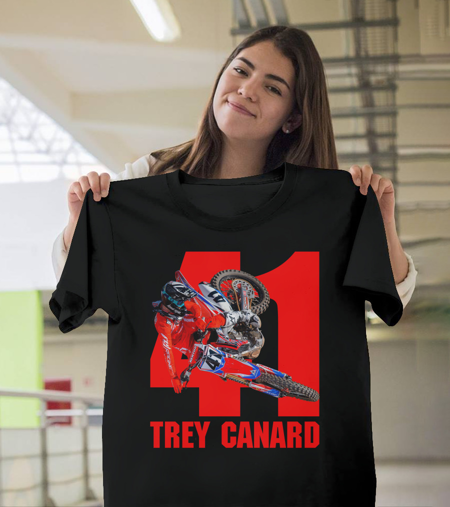 Trey Canard 41 Red Motocross Racer Action T-Shirt