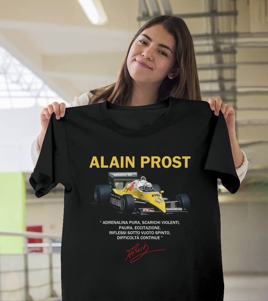 ALAIN PROST Renault F1 1983 Adrenalina Pura Scarichi Violenti T-Shirt