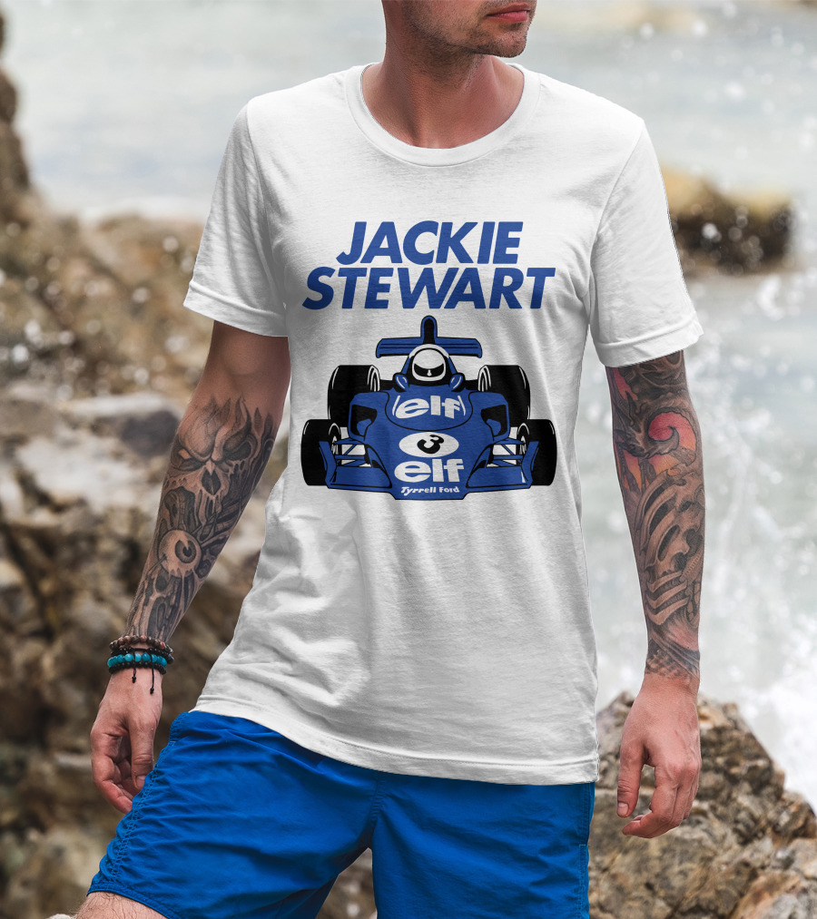 Jackie Stewart Tyrrell Ford Elf Racing Car T-Shirt
