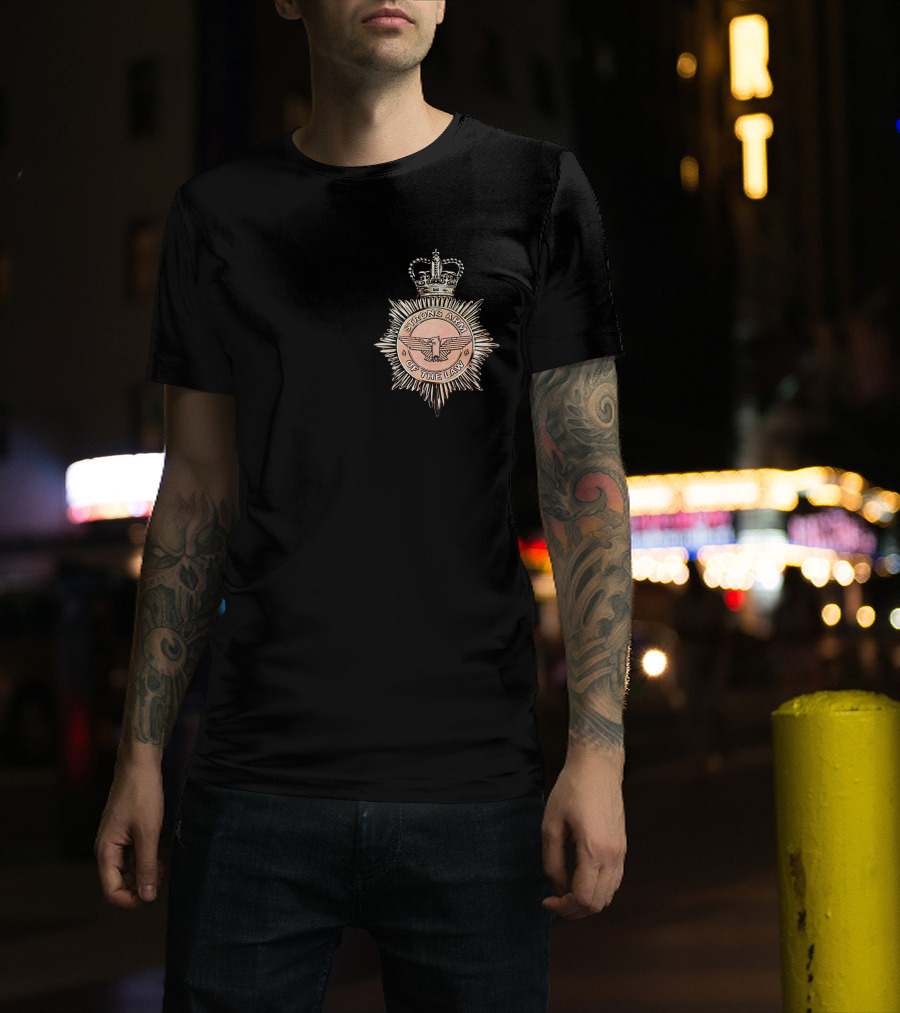 Saxon Strong Arm Of The Law Badge With Crown And Eagle Emblem T-Shirt