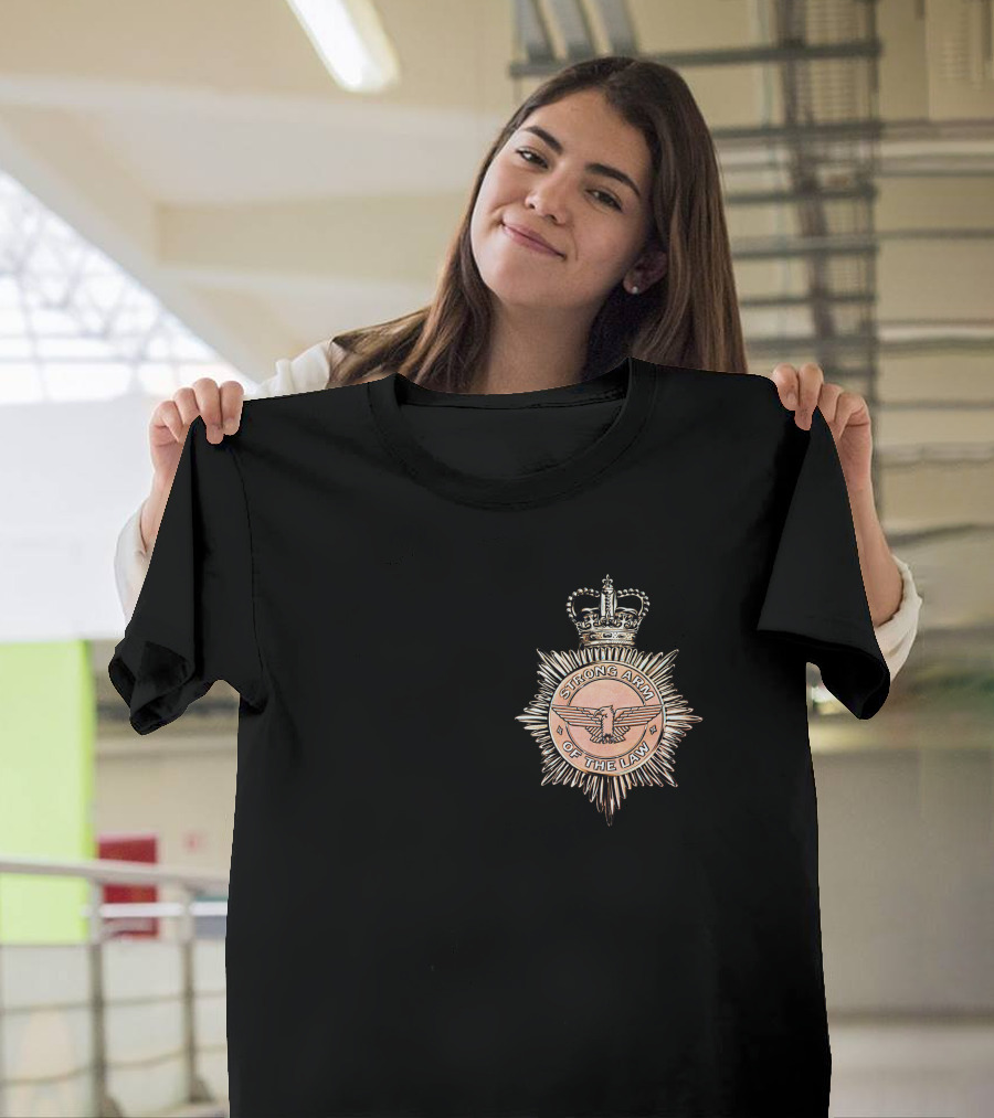 Saxon Strong Arm of the Law Badge with Crown and Eagle Emblem T-Shirt