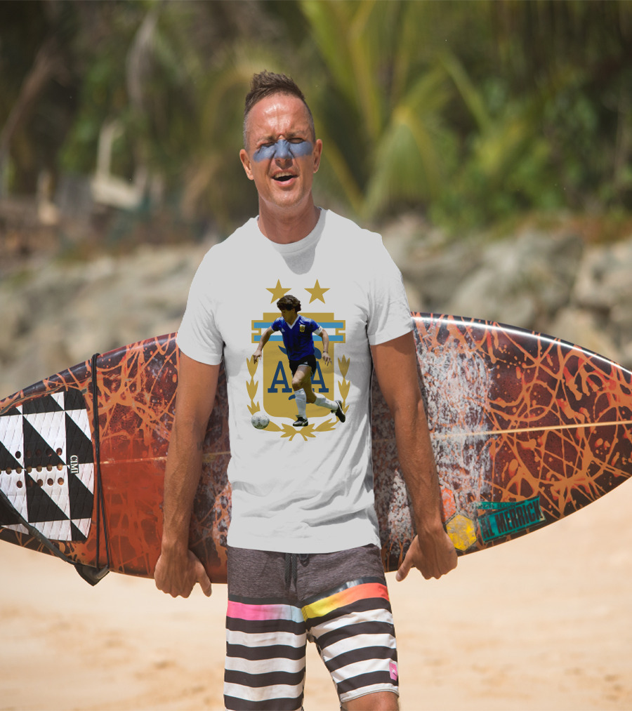 Maradona Argentina AFA Football Legend Blue Jersey T-Shirt