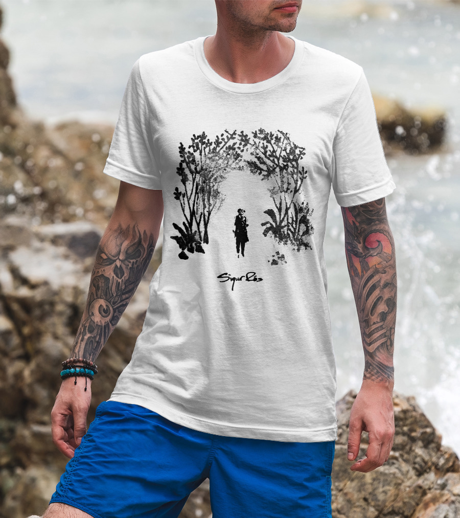 Sigur Ros Black And White Nature Silhouette With Figure T-Shirt