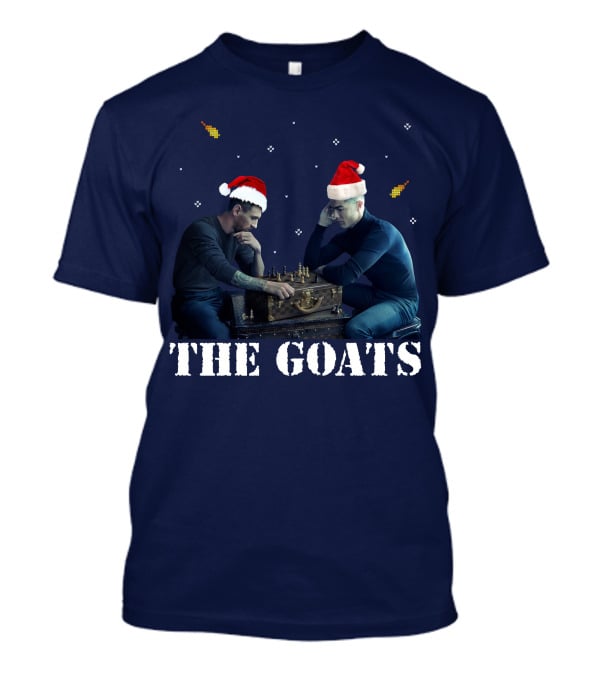 The Goat Xmas Chess Match With Santa Hats T-Shirt