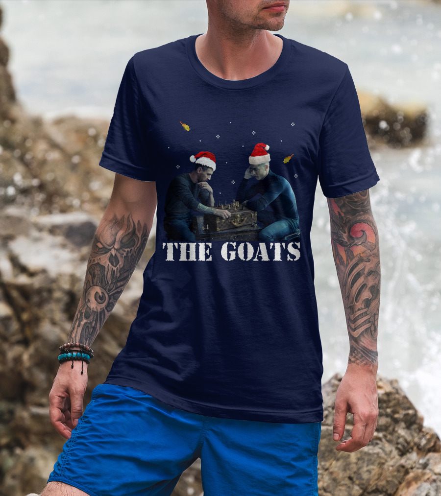The Goat Xmas Chess Match With Santa Hats T-Shirt