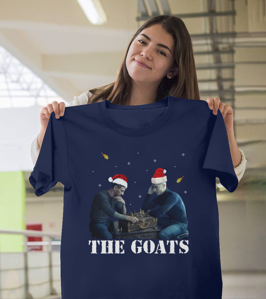 The Goat Xmas Chess Match With Santa Hats T-Shirt