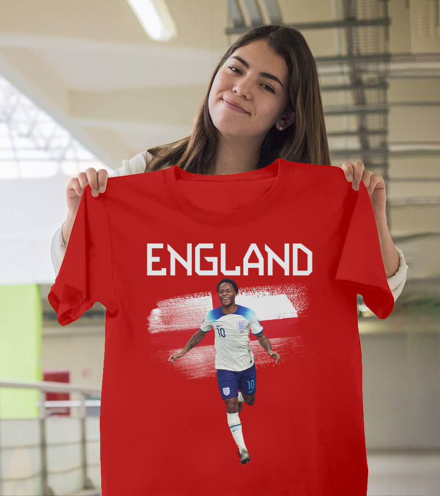 Raheem Sterling England Football 10 Euro Kit Cross Background T-Shirt